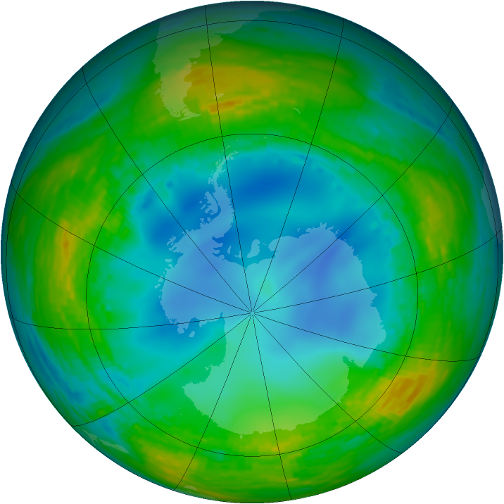 Antarctic ozone map for 26 July 1990
